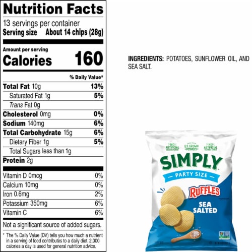 Ruffles Simply Potato Chips Sea Salted 13 Oz Perspective: bottom