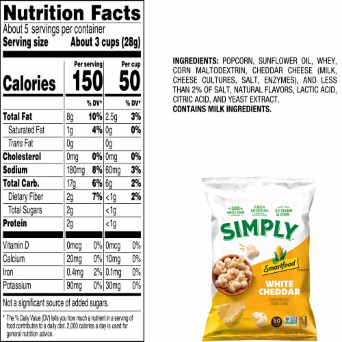Smartfood Simply Popcorn White Cheddar 5 1/4 Oz Perspective: bottom