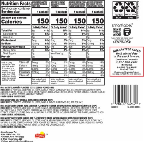Miss Vickie's Kettle Cooked Potato Chips Variety Pack Perspective: bottom