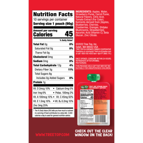 Tree Top® Favs® Strawberry Fruit and Vitamins Pouches Perspective: bottom