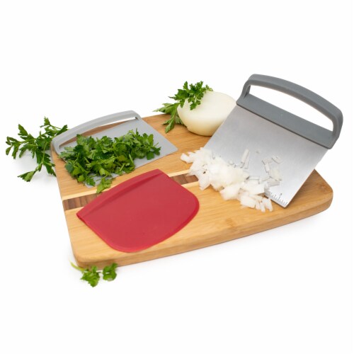 Norpro Nested Chopper and Scraper Set, Set of 3 Utensils, Red and Gray Perspective: bottom