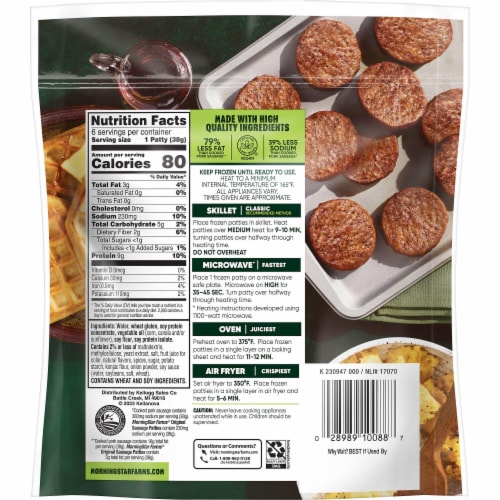 MorningStar Farms® Veggie Breakfast Original Vegan Sausage Patties Perspective: bottom