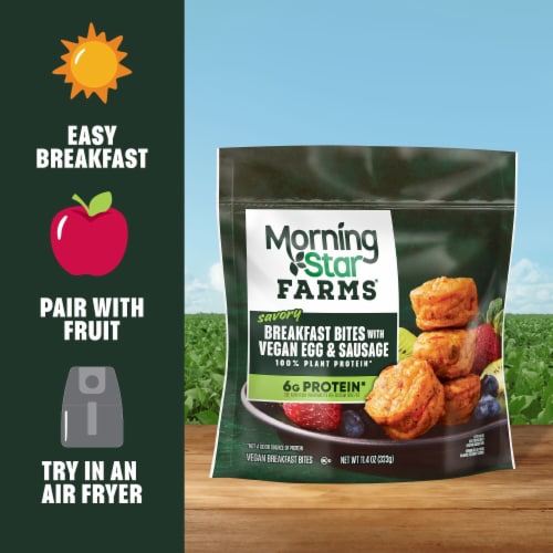 MorningStar Farms® Original Veggie Breakfast Bites with Vegan Egg and Sausage Perspective: bottom