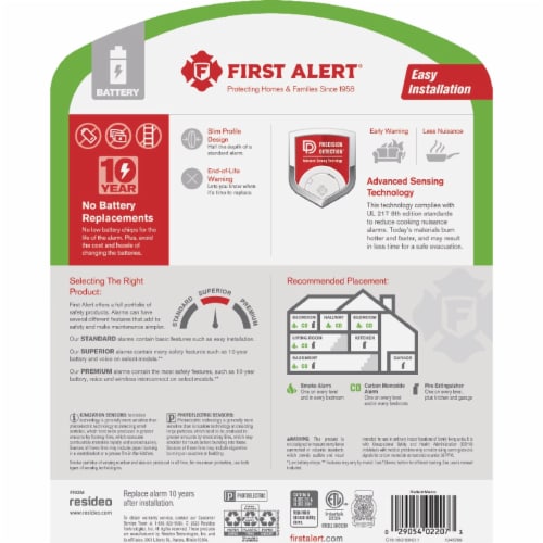 First Alert® 2-In-1 10-Year Battery Photoelectric Smoke & Carbon Monoxide Alarm Perspective: bottom