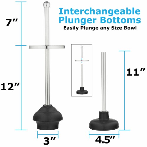 Toilet Brush and Plunger Set Toilet Plunger Toilet Brush Combo Chrome Perspective: bottom