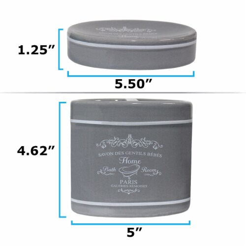 Blue Donuts Grey 4 Piece Paris Bathroom Accessories Set Soap Dispenser Toothbrush Holder Soap Perspective: bottom