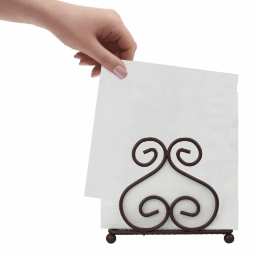 Blue Donuts Scroll Collection Steel Napkin Holder Freestanding for Kitchen Countertop, Bronze Perspective: bottom