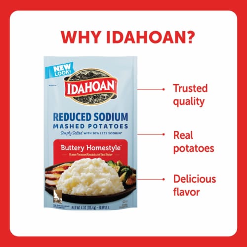 Idahoan Buttery Homestyle Reduced Sodium Mashed Potatoes, 4 oz Perspective: bottom