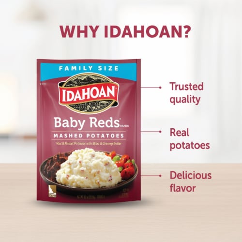 Idahoan Baby Reds Brand Mashed Potatoes Family Size Perspective: bottom