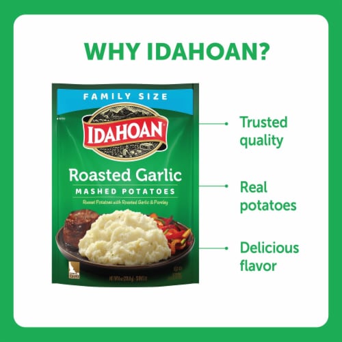 Idahoan Roasted Garlic Mashed Potatoes Family Size Perspective: bottom