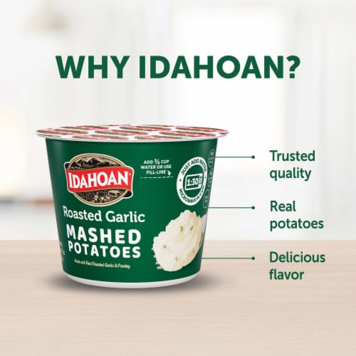 Idahoan Roasted Garlic Mashed Potatoes Cups Perspective: bottom