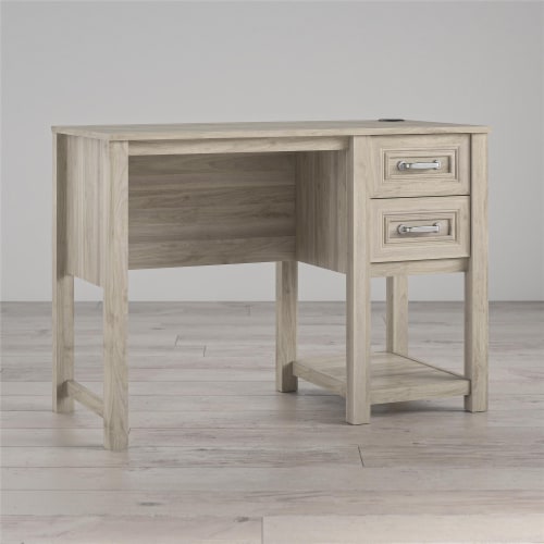 Sierra Ridge Levi Single Pedestal Kids’ Desk, Light Walnut Perspective: bottom