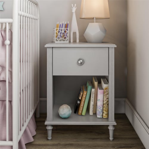 Little Seeds Rowan Valley Arden 1 Drawer Kids’ Nightstand with Open Cubby Space, Gray Perspective: bottom