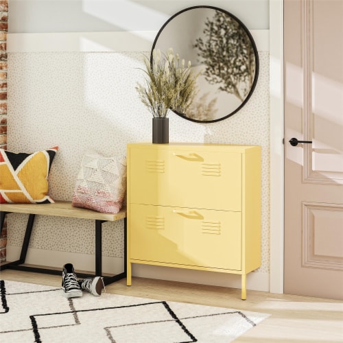 【オープニングセール】 Style Locker Door 2 Cache Metal Yellow Cabinet, Storage Shoe キッチン収納・ラック