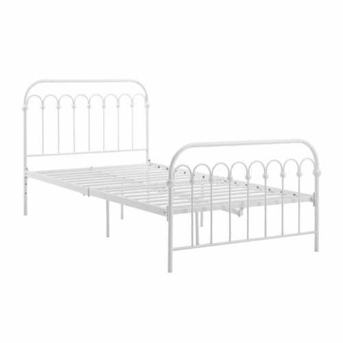 Novogratz Bright Pop Twin Metal Bed in White Perspective: bottom