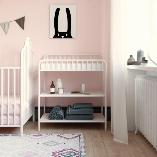 Rowan Valley Lanley Metal Crib and Changing Table Set White