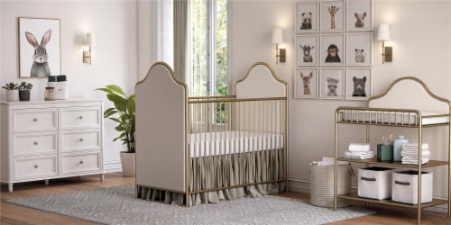 Little Seeds Piper Metal Changing Table with 2 Lower Open Storage Shelves Gold 19.00 x 34.00 x 47.50 King Soopers
