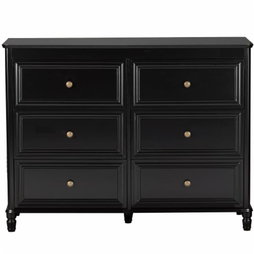 Piper 6 Drawer Dresser, Black Perspective: bottom