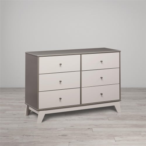 Little Seeds Rowan Valley Flint 6 Drawer Dresser, Solid Wood Angled Feet Perspective: bottom