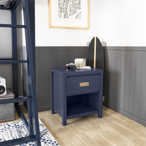 Little Seeds Monarch Hill Haven Kids' 1 Drawer Nightstand, Navy with Gold Drawer Pull Perspective: bottom