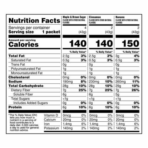 Quaker® Fiber & Protein Instant Oatmeal Variety Pack Perspective: bottom