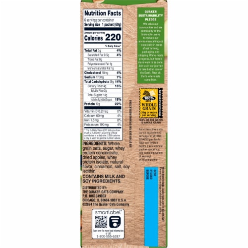 Quaker® Apple & Cinnamon Protein Instant Oatmeal Perspective: bottom
