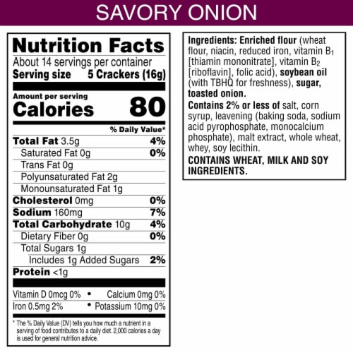 Toasteds Savory Onion Snack Crackers Perspective: bottom