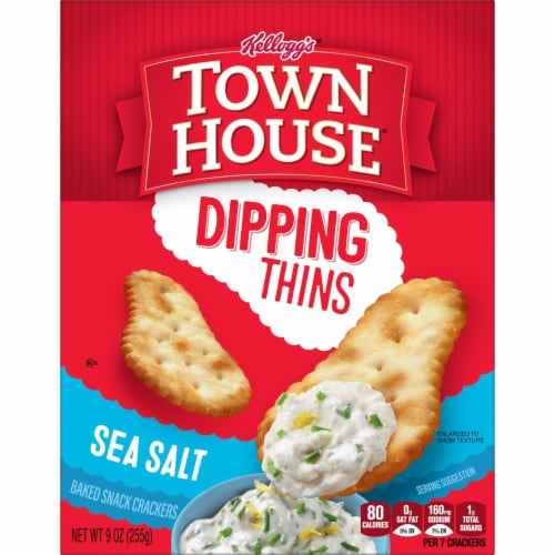 Town House Dipping Thins Sea Salt Baked Snack Snack Crackers Perspective: bottom
