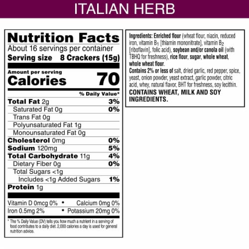 Toasteds Flatbreads Italian Herb Snack Crackers Perspective: bottom