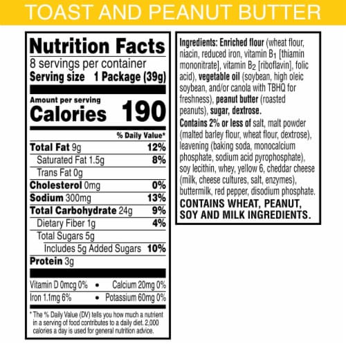 Keebler Toast and Peanut Butter Sandwich Crackers Perspective: bottom