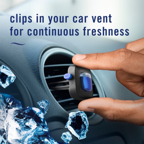 Febreze AUTO Air Freshener Vent Clip Platinum Ice Scent Car Vent Clip Perspective: bottom