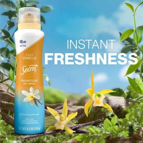 Secret for Women Antiperspirant Deodorant Dry Spray Vanilla and Argan Oil Scent Perspective: bottom
