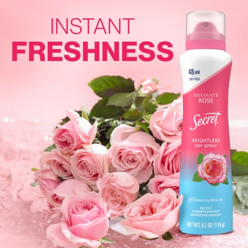Secret Wild Rose and Argan Oil Dry Spray Antiperspirant Deodorant Perspective: bottom