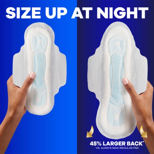 Always Maxi Pads with Wings Overnight Absorbency Size 4 Unscented Perspective: bottom
