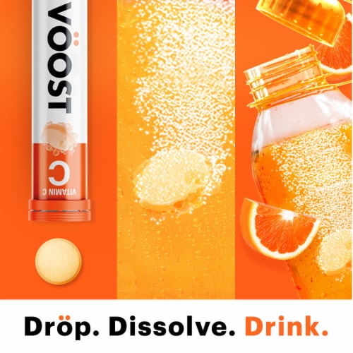 VOOST Blood Orange Flavor Effervescent Vitamin Drink Tablet Perspective: bottom