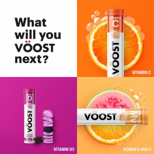 VOOST Strawberry Kiwi Flavor Effervescent Vitamin Drink Tablet Perspective: bottom