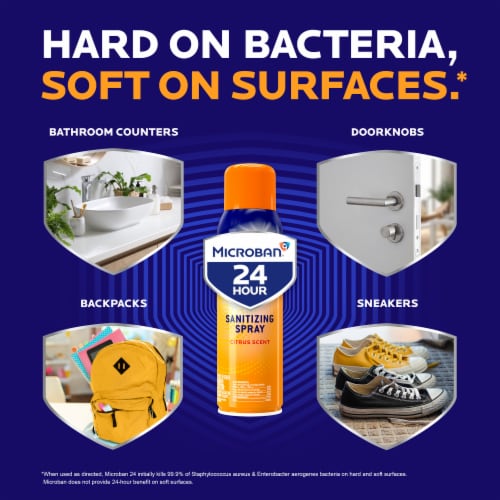 Microban Citrus Scent 24 Hour Disinfectant Sanitizing Spray Perspective: bottom