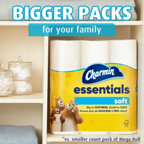 Charmin Essentials Soft Mega Roll Toilet Paper Perspective: bottom