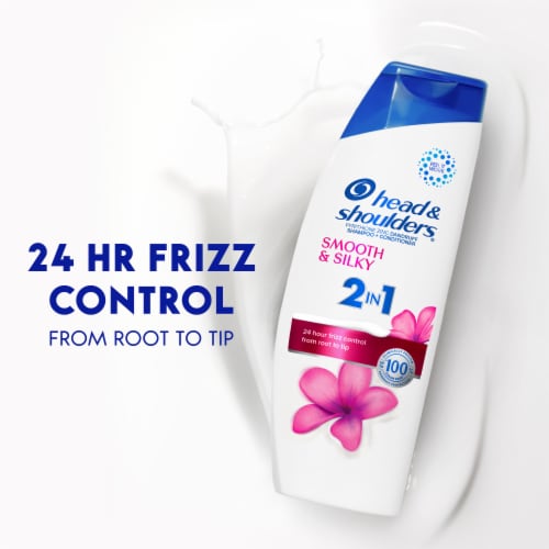 Head and Shoulders Dandruff 2 in 1 Shampoo and Conditioner, Smooth and Silky for Daily Use Perspective: bottom