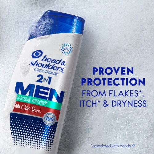Head & Shoulders Old Spice Pure Sport Mens 2 in 1 Dandruff Shampoo and Conditioner Perspective: bottom