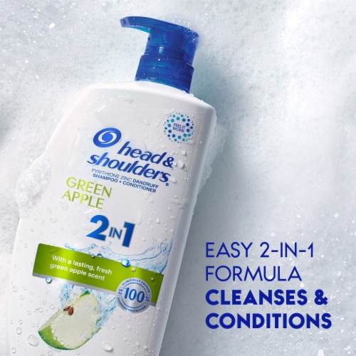 Head and Shoulders Dandruff 2 in 1 Shampoo and Conditioner, Green Apple for Daily Use Perspective: bottom
