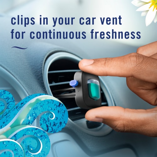 Febreze AUTO Air Freshener Odor-Fighting Automotive Vent Clip Ocean Breeze Scent Perspective: bottom
