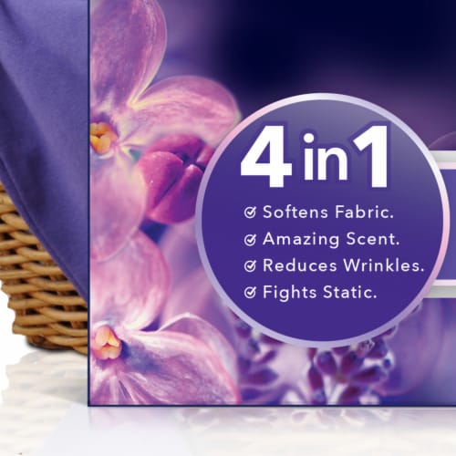 Downy Infusions Lavender and Vanilla Bean Calm Mega Dryer Sheets Perspective: bottom