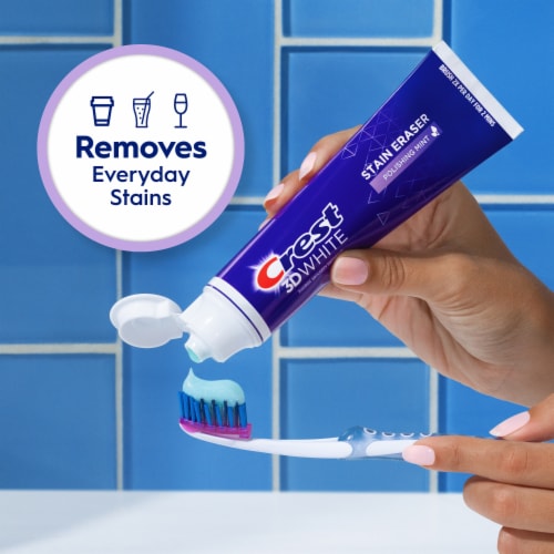 Crest 3D White Stain Eraser Teeth Whitening Toothpaste, Polishing Mint Perspective: bottom