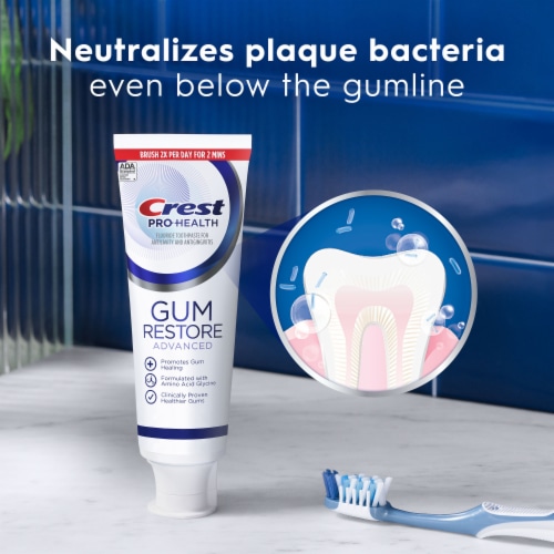 Crest Pro-Health Advanced Gum Restore Whitening Toothpaste Enamel Protection Perspective: bottom
