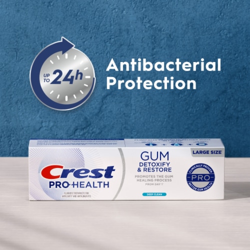 Crest Pro-Health Gum Detoxify and Restore Deep Clean Anticavity, Antibacterial Flouride Toothpaste Perspective: bottom