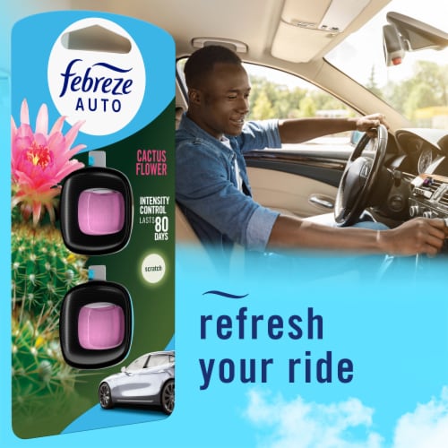 Febreze AUTO Air Freshener Odor-Fighting Automotive Vent Clip Cactus Flower Scent Perspective: bottom
