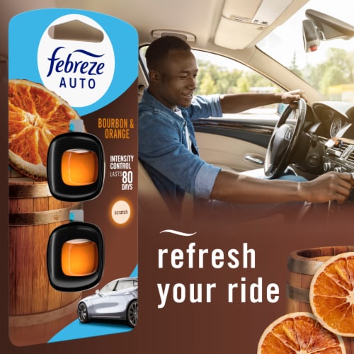 Febreze AUTO Air Freshener Odor-Fighting Automotive Vent Clip Bourbon & Orange Scent Perspective: bottom