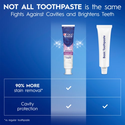 Crest 3D White Advanced Teeth Whitening Toothpaste, Radiant Mint Perspective: bottom