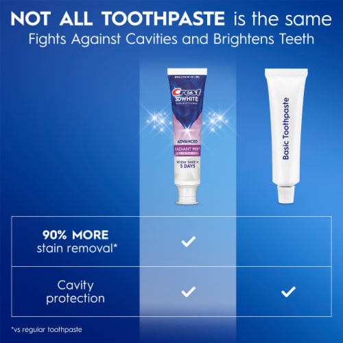 Crest 3D White Advanced Teeth Whitening Toothpaste, Radiant Mint Perspective: bottom